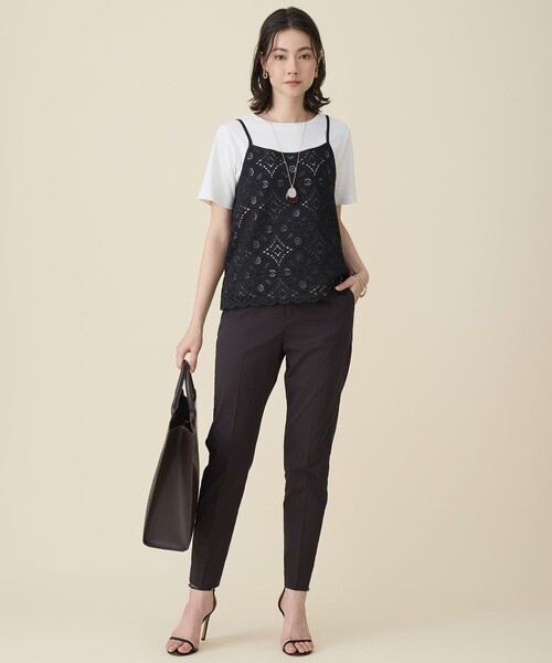 自由区(ジユウク)の「レースコンビ Tシャツ(Tシャツ/カットソー・レディース・ブラック系1/アイボリー系1・40/38)」の8枚目の写真
