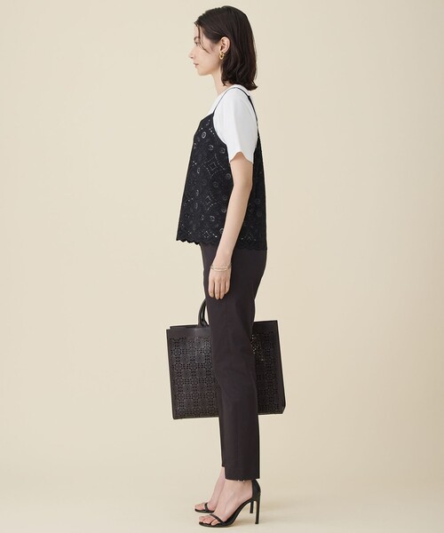 自由区(ジユウク)の「レースコンビ Tシャツ(Tシャツ/カットソー・レディース・ブラック系1/アイボリー系1・40/38)」の9枚目の写真