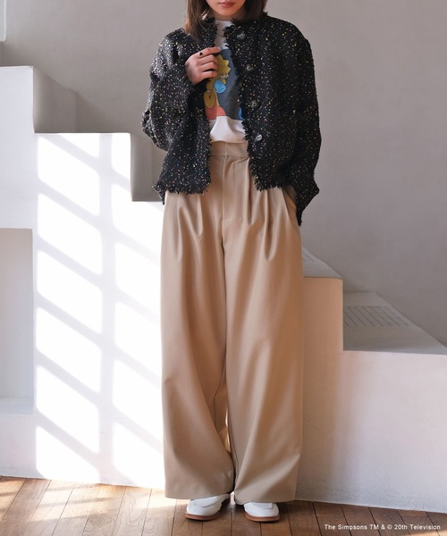 AKTE（アクテ）の「ノーカラーツイードジャケット（ノーカラージャケット・レディース・ベージュ系/ブラック系・2/1）」の16枚目の写真