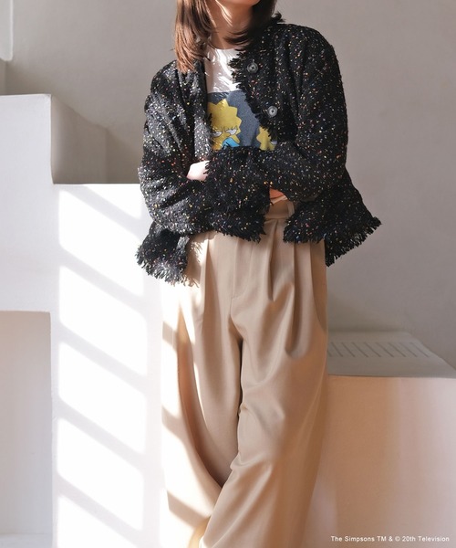 AKTE（アクテ）の「ノーカラーツイードジャケット（ノーカラージャケット・レディース・ベージュ系/ブラック系・2/1）」の18枚目の写真