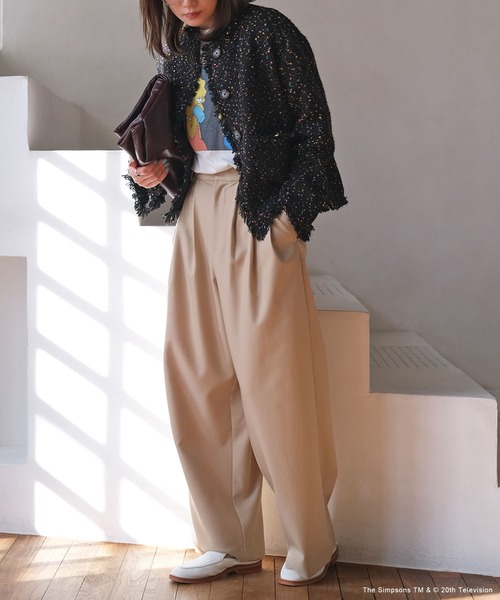 AKTE（アクテ）の「ノーカラーツイードジャケット（ノーカラージャケット・レディース・ベージュ系/ブラック系・2/1）」の19枚目の写真