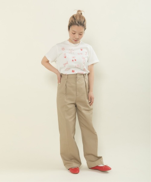 CHILD WOMAN(チャイルドウーマン)の「40/2天竺“good things”刺繍 半袖Tシャツ(Tシャツ/カットソー・レディース・イエロー/レッド/ホワイト・FREE)」の8枚目の写真