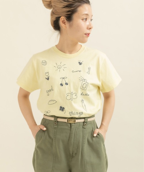 CHILD WOMAN(チャイルドウーマン)の「40/2天竺“good things”刺繍 半袖Tシャツ(Tシャツ/カットソー・レディース・イエロー/レッド/ホワイト・FREE)」の19枚目の写真