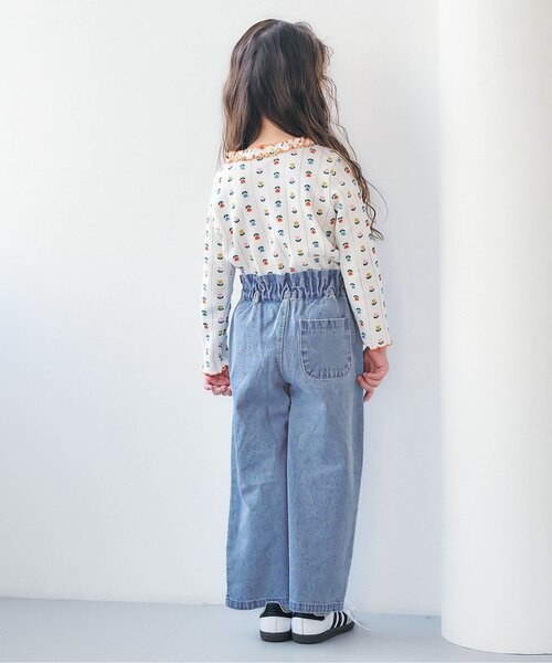 apres les cours（アプレレクール）の「裾スリットワイドパンツ_ジュニア対応（その他パンツ・キッズ・サックスブルー/チェック/ラベンダー・110/100/140/130/120/90/80）」の5枚目の写真