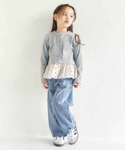 apres les cours（アプレレクール）の「裾スリットワイドパンツ_ジュニア対応（その他パンツ・キッズ・サックスブルー/チェック/ラベンダー・110/100/140/130/120/90/80）」の9枚目の写真