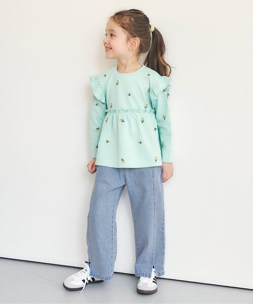 apres les cours（アプレレクール）の「裾スリットワイドパンツ_ジュニア対応（その他パンツ・キッズ・サックスブルー/チェック/ラベンダー・110/100/140/130/120/90/80）」の10枚目の写真