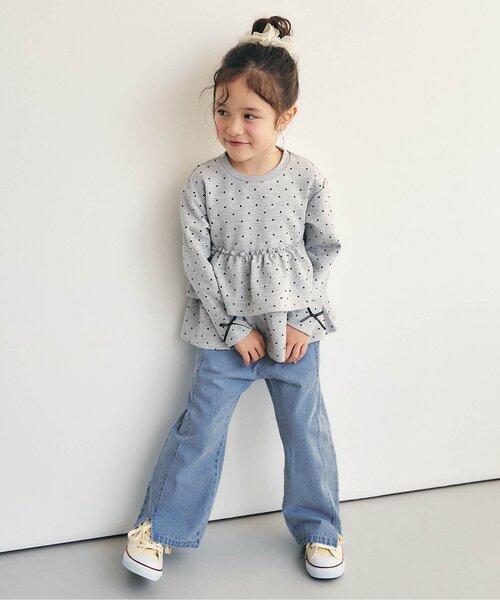 apres les cours（アプレレクール）の「裾スリットワイドパンツ_ジュニア対応（その他パンツ・キッズ・サックスブルー/チェック/ラベンダー・110/100/140/130/120/90/80）」の11枚目の写真