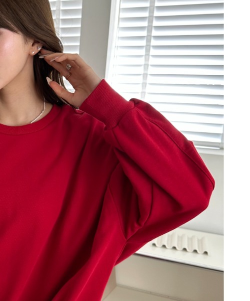 umune(ウムネ)の「スウェット プルオーバー 長袖 裏毛 プリント イラスト メガネ ドロップショルダー オーバーサイズ ルーズ カジュアル トップス 秋 冬(スウェット・レディース・アイボリー/ブルーグレー/レッド・FREE)」の16枚目の写真