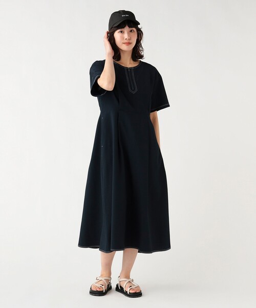 BEAMS HEART(ビームスハート)の「【6/18値下げ】シアサッカー ワンピース(ワンピース・レディース・オリーブ/ネイビー/ベージュ・FREE)」の1枚目の写真
