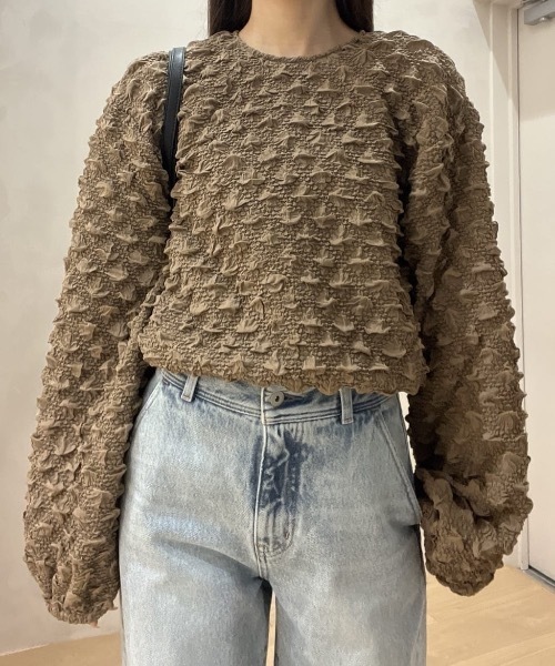 STYLEMIXER（スタイルミキサー）の「フラッフィーバルーントップ（シャツ/ブラウス・レディース・ブラック/ホワイト/ブラウン・FREE）」の3枚目の写真