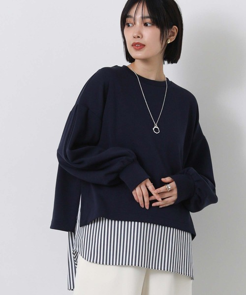 Gready Brilliant(グレディブリリアン)の「ドッキングシャツヘムカットソー(Tシャツ/カットソー・レディース・ネイビー/オフホワイト・38)」の2枚目の写真