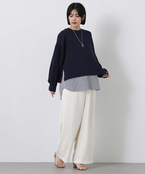 Gready Brilliant(グレディブリリアン)の「ドッキングシャツヘムカットソー(Tシャツ/カットソー・レディース・ネイビー/オフホワイト・38)」の18枚目の写真