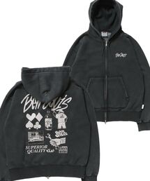 BEN DAVIS（ベンデイビス）の「【BEN DAVIS（ベンデイビス）】GRAPHIC FADED ZIP HOODIE / ジップパーカー フーディ 裏起毛 ヘビーウェイト プリント 加工（パーカー）」