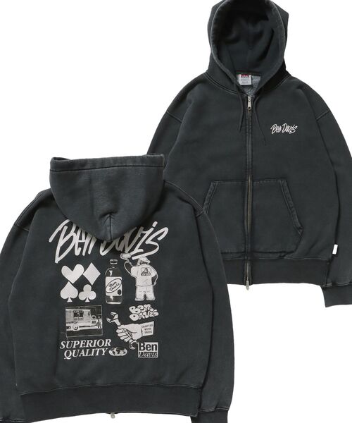 BEN DAVIS（ベンデイビス）】GRAPHIC FADED ZIP HOODIE / ジップ