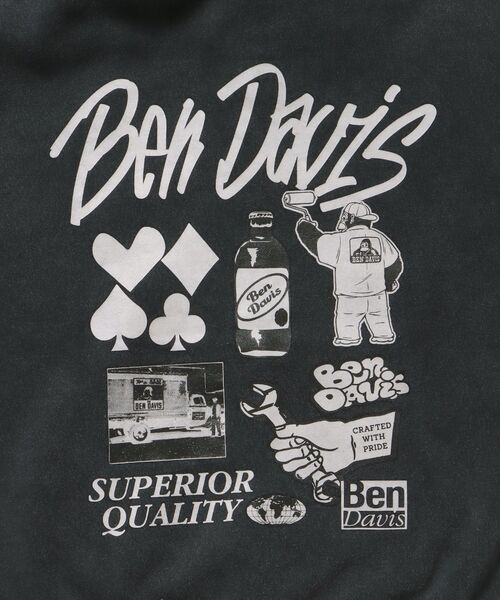 BEN DAVIS（ベンデイビス）の「【BEN DAVIS（ベンデイビス）】GRAPHIC FADED ZIP HOODIE / ジップパーカー フーディ 裏起毛 ヘビーウェイト プリント 加工（パーカー・メンズ・ブラック/ピンク系その他2/ブラック系その他・MEDIUM/LARGE）」の6枚目の写真