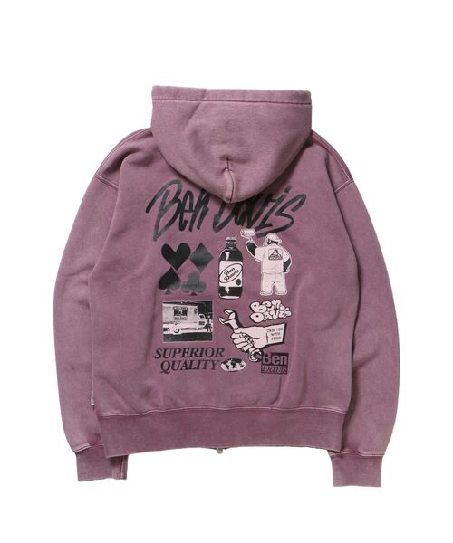 BEN DAVIS（ベンデイビス）の「【BEN DAVIS（ベンデイビス）】GRAPHIC FADED ZIP HOODIE / ジップパーカー フーディ 裏起毛 ヘビーウェイト プリント 加工（パーカー・メンズ・ブラック/ピンク系その他2/ブラック系その他・MEDIUM/LARGE）」の12枚目の写真