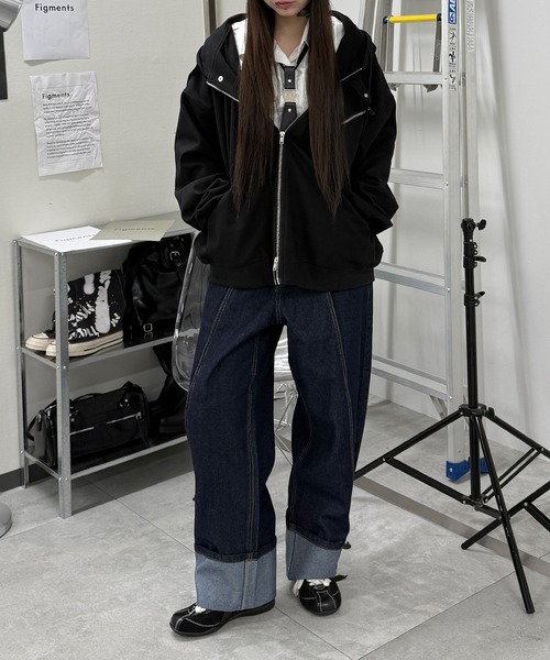 Figments（フィグメンツ）の「ロールアップカーブデニム（デニムパンツ・レディース・インディゴブルー・MEDIUM/LARGE/SMALL）」の9枚目の写真