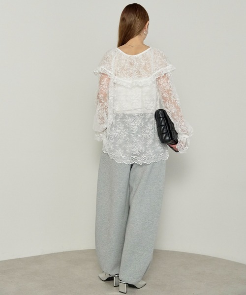 enhaut（アンオート）の「フラワー レース フリル ブラウス（シャツ/ブラウス・レディース・ブラック/ホワイト・FREE）」の8枚目の写真