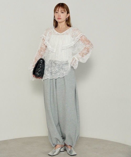 enhaut（アンオート）の「フラワー レース フリル ブラウス（シャツ/ブラウス・レディース・ブラック/ホワイト・FREE）」の11枚目の写真