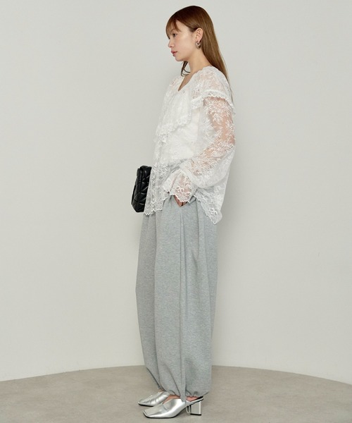 enhaut（アンオート）の「フラワー レース フリル ブラウス（シャツ/ブラウス・レディース・ブラック/ホワイト・FREE）」の12枚目の写真