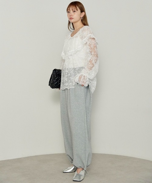 enhaut（アンオート）の「フラワー レース フリル ブラウス（シャツ/ブラウス・レディース・ブラック/ホワイト・FREE）」の13枚目の写真