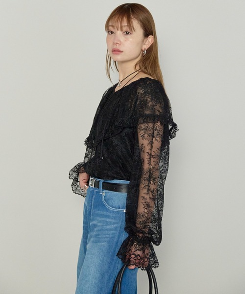 enhaut（アンオート）の「フラワー レース フリル ブラウス（シャツ/ブラウス・レディース・ブラック/ホワイト・FREE）」の19枚目の写真