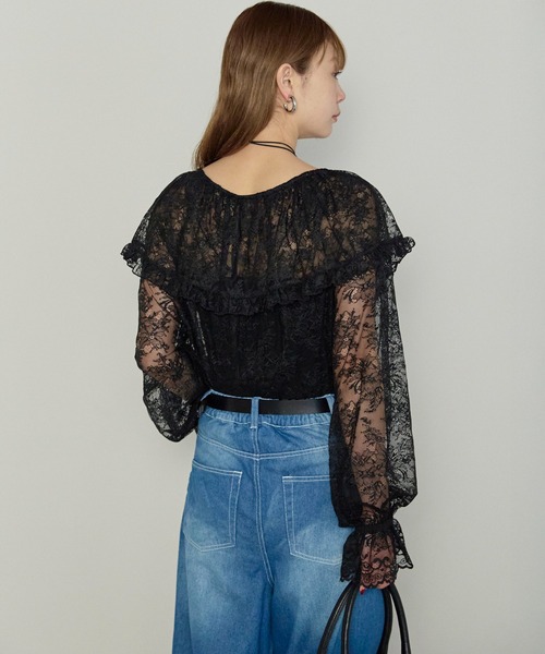 enhaut（アンオート）の「フラワー レース フリル ブラウス（シャツ/ブラウス・レディース・ブラック/ホワイト・FREE）」の21枚目の写真