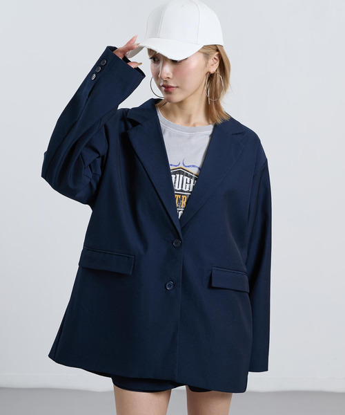 ANAP(アナップ)の「オーバーシルエット テーラードジャケット 【セットアップ対応】(その他アウター・レディース・ベージュ/ネイビー・F)」の2枚目の写真