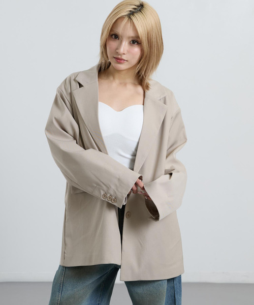 ANAP(アナップ)の「オーバーシルエット テーラードジャケット 【セットアップ対応】(その他アウター・レディース・ベージュ/ネイビー・F)」の3枚目の写真