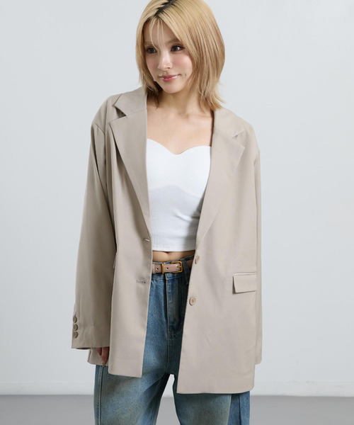 ANAP(アナップ)の「オーバーシルエット テーラードジャケット 【セットアップ対応】(その他アウター・レディース・ベージュ/ネイビー・F)」の4枚目の写真