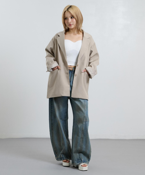 ANAP(アナップ)の「オーバーシルエット テーラードジャケット 【セットアップ対応】(その他アウター・レディース・ベージュ/ネイビー・F)」の7枚目の写真