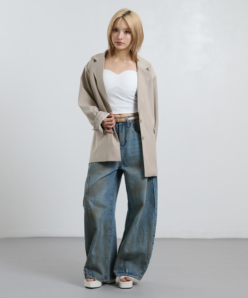 ANAP(アナップ)の「オーバーシルエット テーラードジャケット 【セットアップ対応】(その他アウター・レディース・ベージュ/ネイビー・F)」の8枚目の写真