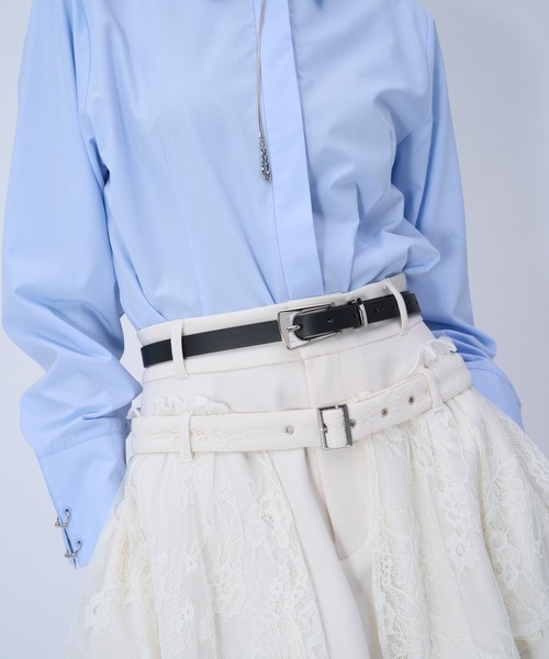 HARE（ハレ）の「スクエアバックルナローベルト(HARE)（ベルト・レディース・ブラウン/ブラック・FREE）」の4枚目の写真