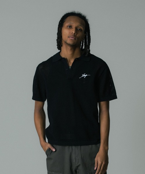XLARGE(エクストララージ)の「MESH KNIT POLO SHIRT(ポロシャツ・メンズ・ブルー/オフホワイト/ブラック・S/M/L/XL)」の5枚目の写真