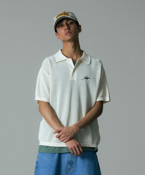 XLARGE(エクストララージ)の「MESH KNIT POLO SHIRT(ポロシャツ・メンズ・ブルー/オフホワイト/ブラック・S/M/L/XL)」の7枚目の写真
