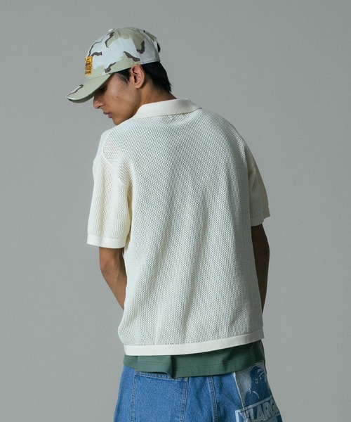 XLARGE(エクストララージ)の「MESH KNIT POLO SHIRT(ポロシャツ・メンズ・ブルー/オフホワイト/ブラック・S/M/L/XL)」の9枚目の写真