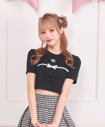 LAFARY（ラファリー）の「ロゴ刺繍チビTシャツ（Tシャツ/カットソー）」