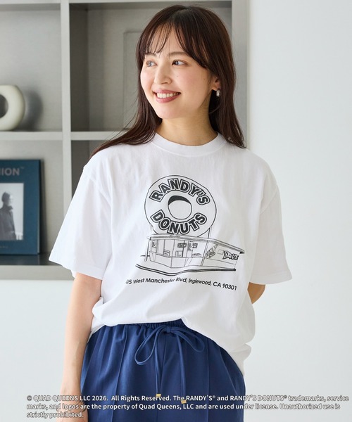 GOOD ROCK SPEED(グッドロックスピード)の「【GOOD ROCK SPEED】ランディーズドーナツ| RANDY'S DONUTS INGLEWOOD SHOP ILLUST TEE(Tシャツ/カットソー・レディース・ホワイト/イエロー・F)」の3枚目の写真