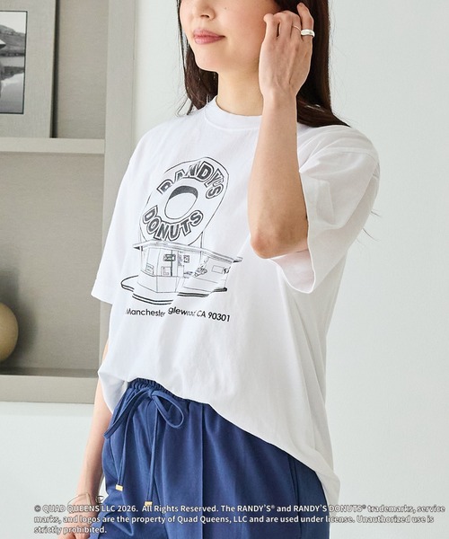 GOOD ROCK SPEED(グッドロックスピード)の「【GOOD ROCK SPEED】ランディーズドーナツ| RANDY'S DONUTS INGLEWOOD SHOP ILLUST TEE(Tシャツ/カットソー・レディース・ホワイト/イエロー・F)」の4枚目の写真