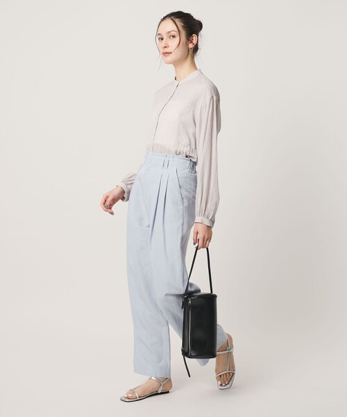 BEAUTY&YOUTH UNITED ARROWS(ビューティーアンドユースユナイテッドアローズ)の「麻ブレンド バックゴム タック ワイドパンツ(その他パンツ・レディース・ブラック/ライトブルー/ダークブラウン/ナチュラル/オリーブ・S/M/XS/L)」の8枚目の写真