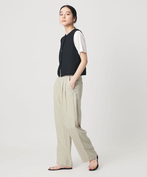 BEAUTY&YOUTH UNITED ARROWS(ビューティーアンドユースユナイテッドアローズ)の「麻ブレンド バックゴム タック ワイドパンツ(その他パンツ・レディース・ブラック/ライトブルー/ダークブラウン/ナチュラル/オリーブ・S/M/XS/L)」の11枚目の写真