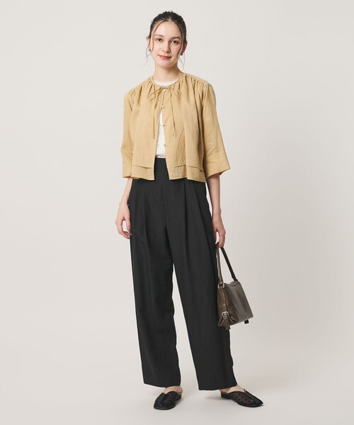 BEAUTY&YOUTH UNITED ARROWS(ビューティーアンドユースユナイテッドアローズ)の「麻ブレンド バックゴム タック ワイドパンツ(その他パンツ・レディース・ブラック/ライトブルー/ダークブラウン/ナチュラル/オリーブ・S/M/XS/L)」の14枚目の写真