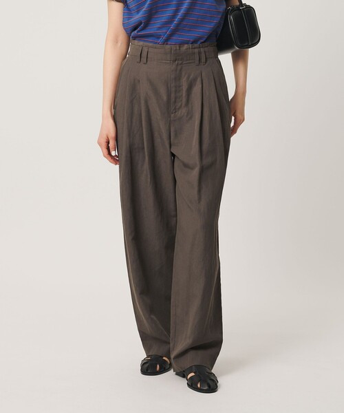 BEAUTY&YOUTH UNITED ARROWS(ビューティーアンドユースユナイテッドアローズ)の「麻ブレンド バックゴム タック ワイドパンツ(その他パンツ・レディース・ブラック/ライトブルー/ダークブラウン/ナチュラル/オリーブ・S/M/XS/L)」の16枚目の写真