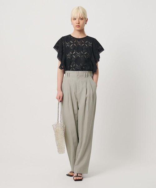BEAUTY&YOUTH UNITED ARROWS(ビューティーアンドユースユナイテッドアローズ)の「麻ブレンド バックゴム タック ワイドパンツ(その他パンツ・レディース・ブラック/ライトブルー/ダークブラウン/ナチュラル/オリーブ・S/M/XS/L)」の20枚目の写真