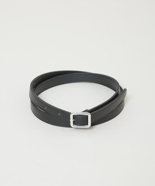 NANO universe（ナノユニバース）の「シルバースクエアバックル1.5cm幅ベルト（ベルト・レディース・ブラック/ベージュ/キャメル・F）」の6枚目の写真