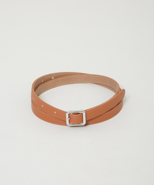 NANO universe（ナノユニバース）の「シルバースクエアバックル1.5cm幅ベルト（ベルト・レディース・ブラック/ベージュ/キャメル・F）」の5枚目の写真