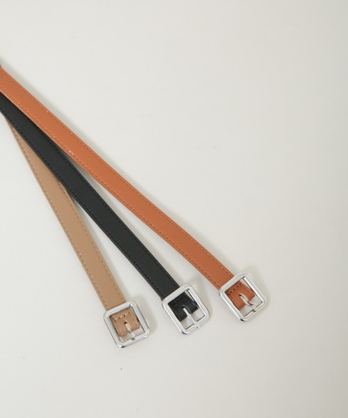 NANO universe（ナノユニバース）の「シルバースクエアバックル1.5cm幅ベルト（ベルト・レディース・ブラック/ベージュ/キャメル・F）」の11枚目の写真