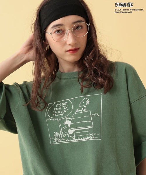 GEORGE'S(ジョージズ)の「【PEANUTS】スヌーピードロストTシャツ(Tシャツ/カットソー・レディース・グリーン/チャコールグレー/グレー・FREE)」の3枚目の写真