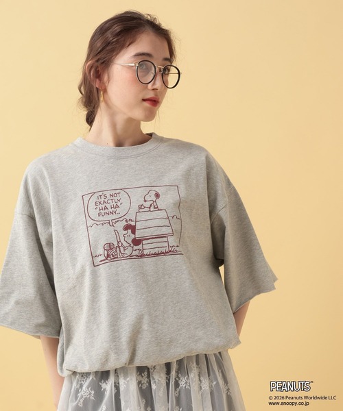 GEORGE'S(ジョージズ)の「【PEANUTS】スヌーピードロストTシャツ(Tシャツ/カットソー・レディース・グリーン/チャコールグレー/グレー・FREE)」の22枚目の写真