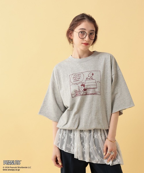 GEORGE'S(ジョージズ)の「【PEANUTS】スヌーピードロストTシャツ(Tシャツ/カットソー・レディース・グリーン/チャコールグレー/グレー・FREE)」の19枚目の写真